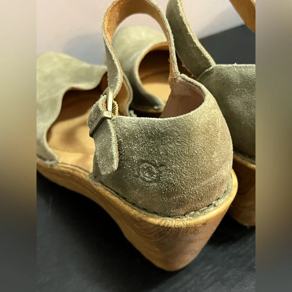 Women's Green Born Nellie Mary Jane Suede Wedge Clogs Size 6 - Picture 6 of 11